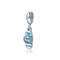 Blue and white striped flip-flop charm in silver and enamel for summer bracelets - Blue White Striped Flip-flop