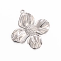 Pendentif tournesol en acier inoxydable argenté avec motif à quatre pétales texturés - Argent Fleur