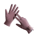 Gants thermiques femme rose poudré avec pompon et texture en polaire douce - Boule De Vison Fendue / Violet
