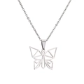 Collar minimalista de acero inoxidable plateado con colgante de mariposa origami geométrica - Mariposa / Color Acero