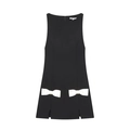 Women's black sleeveless mini dress featuring contrasting white bow details on the hemline - XS / Black