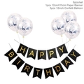 Detail of Happy Birthday gold foil banner and five 12-inch clear sequin balloons set - Silver Confetti Balloons + Black Hot Stamping Birthday Set