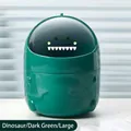 Mini poubelle de bureau dinosaure vert mignon avec couvercle et design de dessin animé - Grand / Vert Foncé