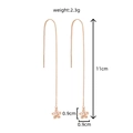 Rose gold ear threads with zircon flower pendants weighing 2.3g and measuring 11cm - NE1047 Flower