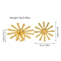 Detail view of adjustable gold floral ring with starburst texture and size measurements - Starburst Radiant