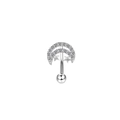 Piercing para ceja en acero plateado con diseño de luna creciente y estrellas brillantes - Estilo de Luna y Estrella (EW231124003)