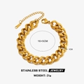 Pulsera de cadena cubana en acero inoxidable chapado en oro de 18K con cierre de langosta - Cadena de eslabones cubanos gruesos dorados(ZN412G)