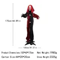 Standing Halloween clown prop 175cm tall with red hair and checkered costume decor - Standing Clown With Moving Hands