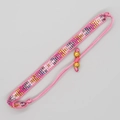 Handgefertigtes böhmisches Webarmband mit rosa und lila geometrischen Mustern - Rosa Lila Farbverlauf (MG-B23081101E)