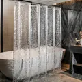Close-up of translucent PEVA shower curtain with waterproof 3D pebble texture pattern - 180*180CM / 3D Pebble Pattern With Steel Eyelet Magnet