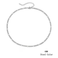 Detail of 4mm steel color Figaro chain necklace with lobster clasp and extension - 38+5cm / 4mm / Steel