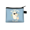 Light blue alpaca coin purse with No Drama Llama print and a black zipper closure - Light Blue No Drama Llama