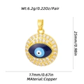 Gold evil eye pendant with blue enamel and sparkling zircons made of copper - Blue Enamel Round Evil Eye Style (XL-357-Blue) / Pendant