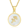 Collier Sagittaire doré en acier inoxydable avec incrustation de nacre blanche - Sagittaire / Nacre Blanche