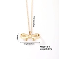 Minimalist gold butterfly necklace with polished bow pendant on a fine link chain - N00918-7/Wide Bowknot