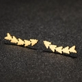 Minimalist gold plated stainless steel stud earrings in fishbone leaf design - 676 Gold (Fishbone Leaf)