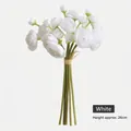 Artificial white ranunculus wedding bouquet with green stems and 26cm height - Height approx 26cm / White