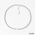 Collar minimalista de cuentas plateadas con perla blanca grande y acabado metálico pulido - Collar de Plata(D1238)