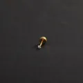 Golden titanium steel stud earring with a sparkling round zircon and flat back screw - Flat Back Screw / 2mm / Gold