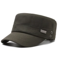 Gorra militar de copa plana verde oliva con placa metálica y orificios de ventilación - Verde Militar