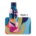 304 stainless steel sport water bottle with vibrant geometric plant art pattern - Painted Geometric Blue