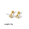 Dettaglio di orecchini a lobo in acciaio inox 18K con cuore in zircone, 5,5mm e peso di 1,9g - Design a Cuore Dorato (TE6433)