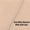 Chaîne tennis en zircon blanc de 2mm avec finition plaqué or blanc élégante - Zircon Blanc (2mm) - Plaqué Or Blanc