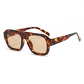 Vintage oversized square sunglasses featuring a dark tortoiseshell frame and brown lenses - Tortoise Light Tea