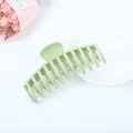 Large mint green glossy hair claw clip on shell tray with decorative flower - Light Green