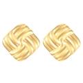 Square woven texture earrings in polished gold stainless steel finish for women - 18K Gold Plated Woven (0492)