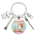 Silver dental keychain featuring toothbrush toothpaste and cartoon dentist glass pendant - Dentist and Cartoon Teeth (17)