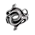 Vintage silver punk double-headed snake ring with detailed scales and an antique finish - Adjustable Open / Style 5 (Double Head Antique Silver)