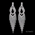 Exaggerated silver snake fringe earrings with sparkling rhinestones and 12.5cm drop length - 12.5cm Silver Tassel (DTE1816281S)