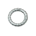 Silver twisted metal spring ring buckle with a round texture for DIY keychain making - Outer Diameter 34.5mm / Metallic Silver