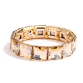 Fashionable stretch bracelet with geometric champagne crystals on a gold-tone alloy base - Champagne Style (CB0038QJ)