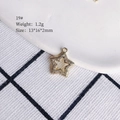 Star-shaped alloy pendant with clear rhinestones, 13x16mm size, weight 1.2g, style 19# - 19# (Shell Star)