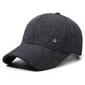 Berretto da baseball grigio scuro da uomo in tessuto strutturato con stemma corona - Regolabile / Blu navy
