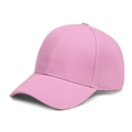 Pink minimalist six-panel cotton baseball cap with curved brim shown in 45-degree angle - Pink