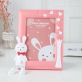 Pink cartoon rabbit photo frame for children with lovely heart patterns and 3D bunny decor - Pink Bunny-Vertical / 0.1