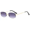 Gafas de sol sin montura con lentes ovaladas degradadas en violeta y montura dorada - Montura Dorada Lentes Degradadas Grises
