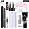 Nee Jolie nail extension kit with 15ml glitter pink gel, UV lamp, and full manicure tools - 9-Piece Set 12-Glitter