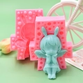 3D Engel Baby Silikonform für DIY Seife, Schokolade und Kerzen mit detailliertem Relief - Engel Mädchen Mit Hasenohren (266)