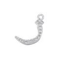 Detailed view of silver Arabic letter Zain pendant with sparkling cubic zirconia stones - White Gold 04