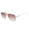 Classic white and gold pilot sunglasses with brown gradient lenses in a modern square frame - White Silver Frame Gradient Brown Lens