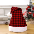 Gorro de Navidad a cuadros buffalo rojo y negro con ribete y pompón de piel sintética - Cuadros rojos y negros