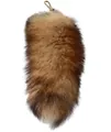 Brown gradient fox fur tail keychain accessory with silver metal carabiner hook - 40CM / Red Fox