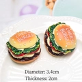 Miniature resin cheeseburger magnets set of 2, 3.4cm diameter 3D food model accessories - Thick Round Burger / Without Magnet