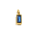 Rectangle 18K gold plated stainless steel birthstone pendant with blue gemstone - September - Sapphire Blue