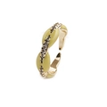 Bague réglable dorée avec émail jaune et zircons blancs sur fond blanc épuré - Réglable / Jaune