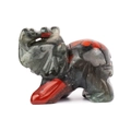Polished natural green and red jasper stone elephant carving for home decor - African Blood Stone